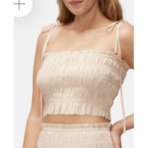 Wildfox Louisa Smocked Top Women Size XL NWT Square Neckline Straps Shoulder Tie - Picture 1 of 12